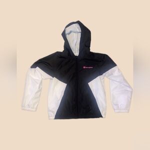 Champion Hooded Zip up Black & White Colorblock Windbreaker. Sz. Girls XL. NWOT!